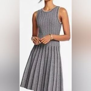 Ann Taylor Black and White Textured Midi Dress